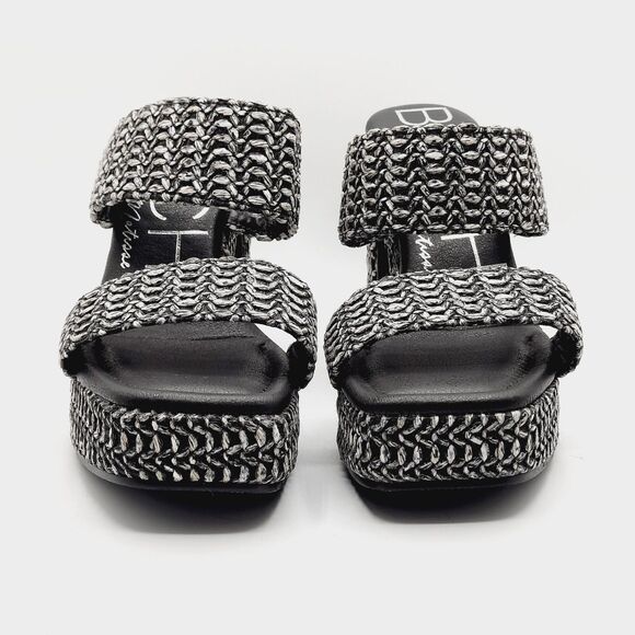 BEACH by Matisse Vegan Gem Platform Block Heels Black Double Strap Sandals  5.5 - Picture 2 of 9